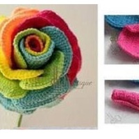 Crochet Rose with Multicolor Petals 🌹